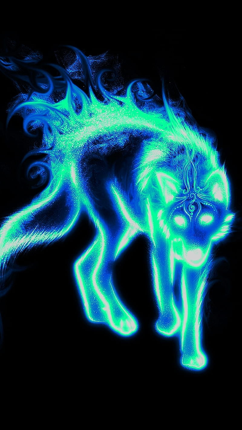 HD neon blue wolf wallpapers | Peakpx