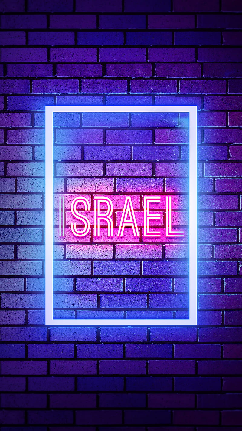 Israel, Neon Israel, countries, country, country name, HD phone wallpaper