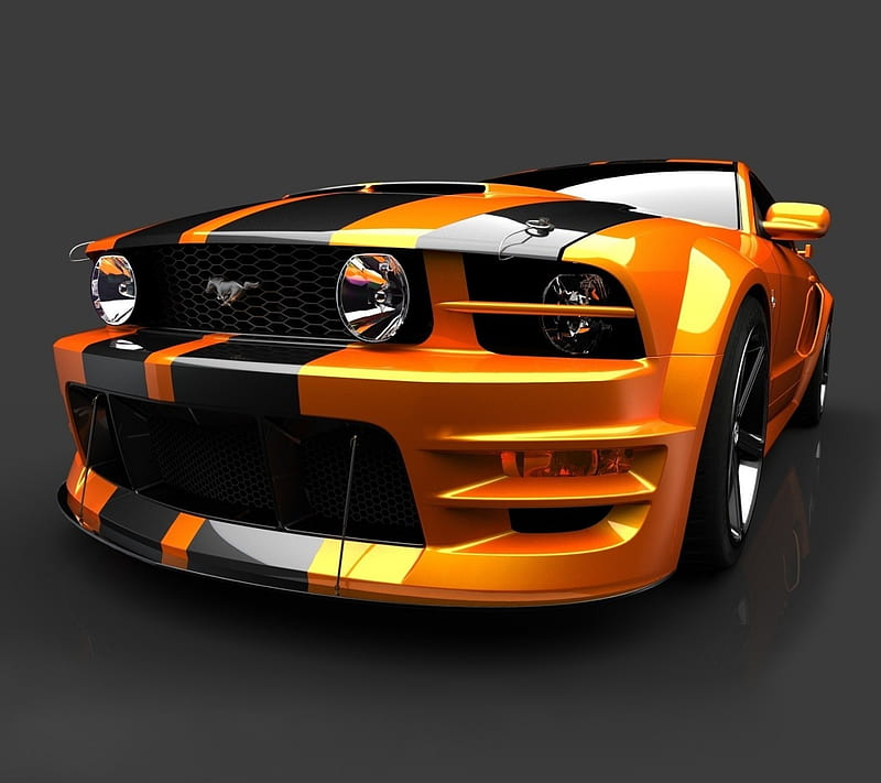 Orange Car - Fringes, black fringes, dk gray wheels, orange car, white panel, HD wallpaper