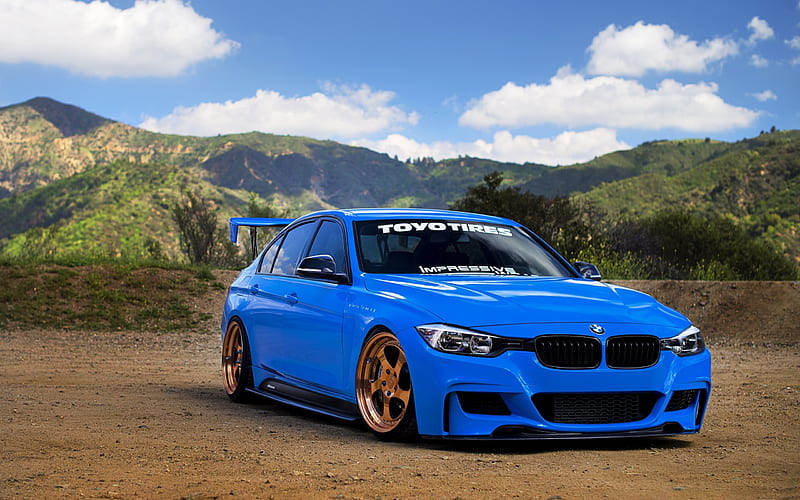 BMW M3, F30, blue M3, tuning BMW, sport coupe, tuning M3, HD wallpaper