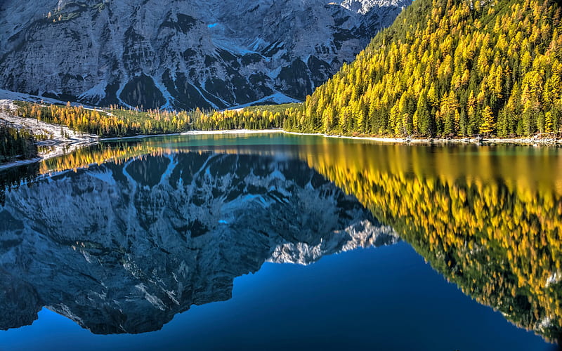 Lake Braies, Dolomites, mountain lake, mountain landscape, forest, Lago Di Braies, Pragser Wildsee, South Tyrol, Italy, HD wallpaper