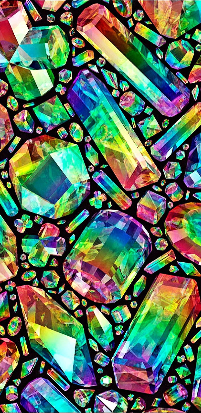 Rainbow Stones, abstract, colourful, gems, pretty, HD phone wallpaper