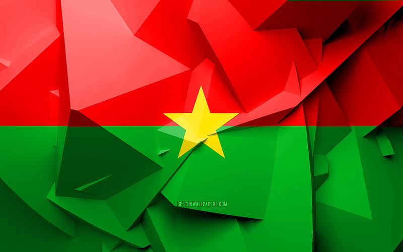 Flag of Burkina Faso, geometric art, African countries, Burkina Faso flag, creative, Burkina Faso, Africa, Burkina Faso 3D flag, national symbols, HD wallpaper