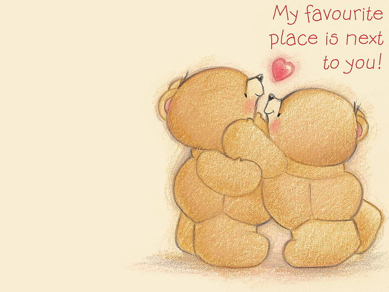 forever lovers, bear, love birds, love , abstract, i love you, cartoon, cute, cool, entertainment, baby bear, couple, animals, HD wallpaper