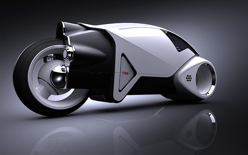 Future motorcycle, beautifully, 3d, technics, motorcycle, HD wallpaper