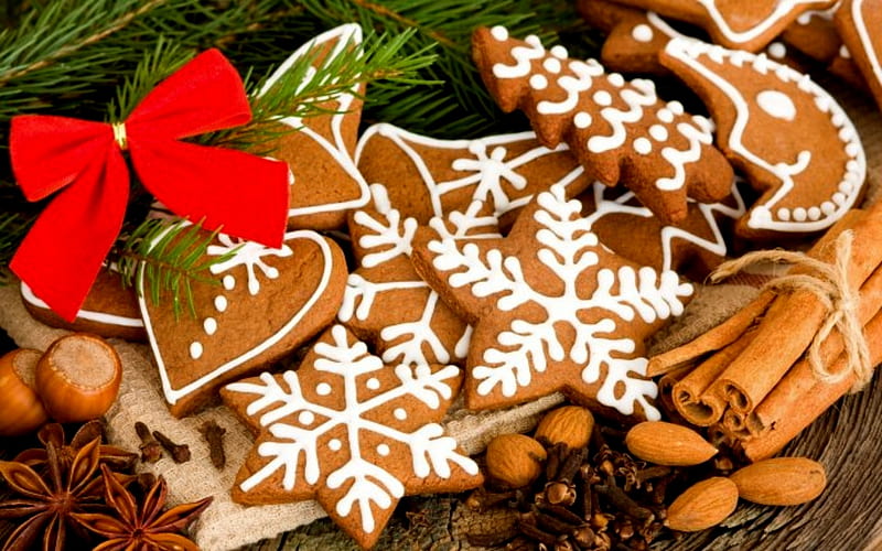 Crispy Gingerbread Cookies, Cookies, Gingerbread, Crispy, Christmas, Brown, White, HD wallpaper