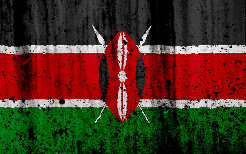Kenyan flag grunge, flag of Kenya, Africa, Kenya, national symbols, Kenya national flag, HD wallpaper