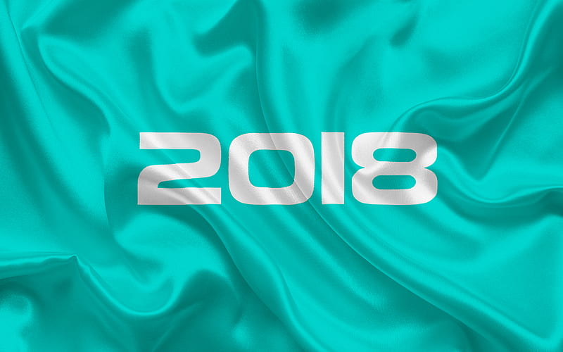 2018 Year, New Year, 2018 concepts, silk flag, silk texture, HD wallpaper