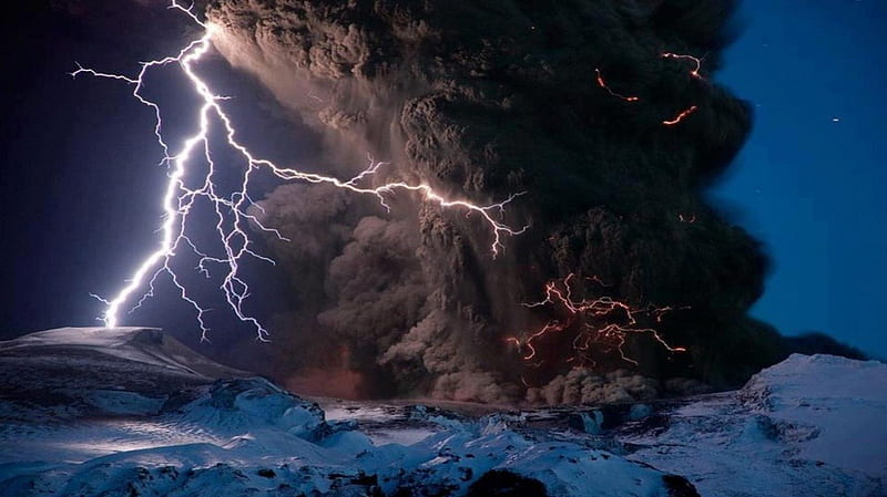 Dark storm landscapel, thunder, clouds, forces of nature, storm, lightning dark, nature, HD wallpaper