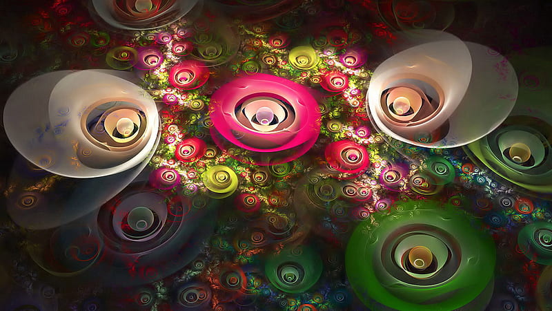 Colorful Fractal Flowers Background Abstract, HD wallpaper