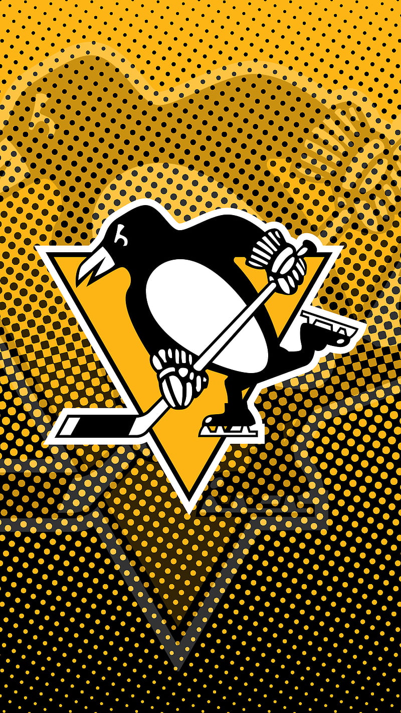Pittsburgh Penguins, halftone, hockey, nhl, team, yellow, HD phone wallpaper