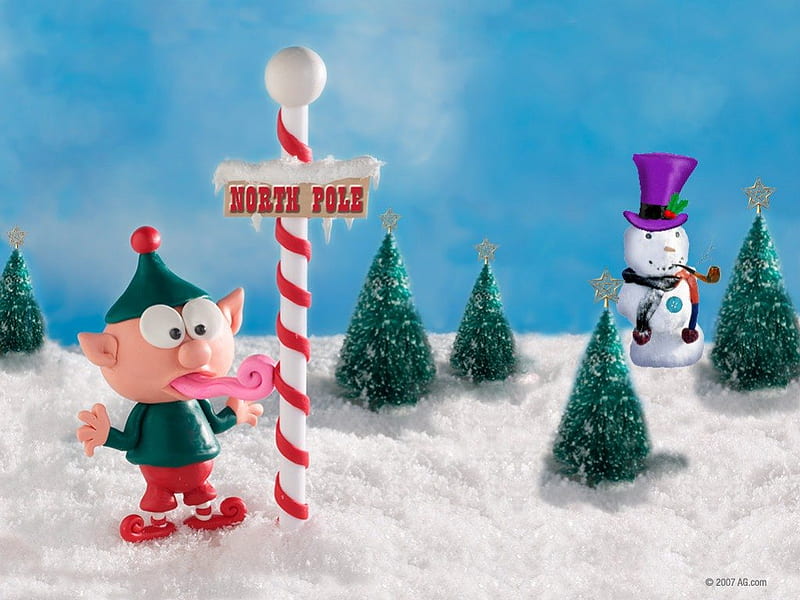 Elf, 3d, christmas, snow, funny, HD wallpaper
