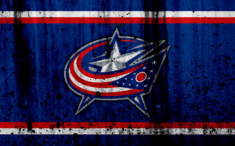 Columbus Blue Jackets, grunge, NHL, hockey, art, Eastern Conference, USA, logo, stone texture, Metropolitan Division, HD wallpaper