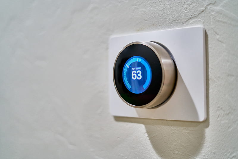 gray Nest thermostat displaying at 63, HD wallpaper
