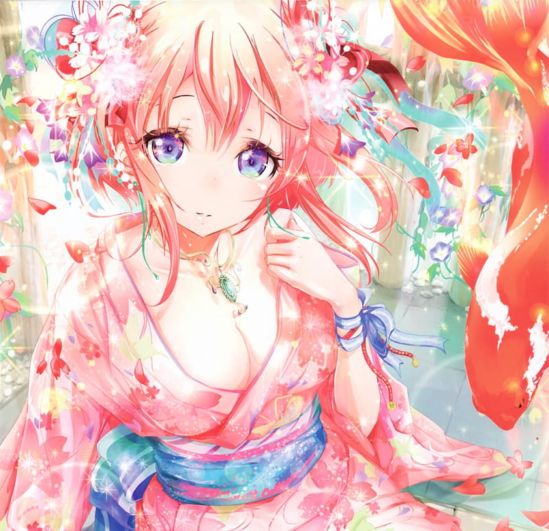 Beauty Cute Eyes Red Bonito Woman Cherry Blossom Sweet Anime Flowers Hd Wallpaper Peakpx