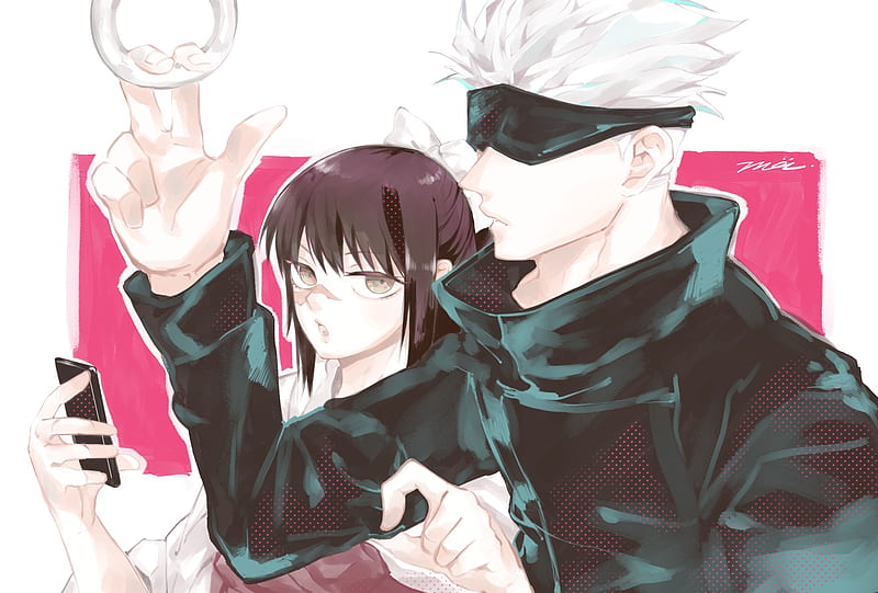 A white haired young anime boy, blindfolded, freddy