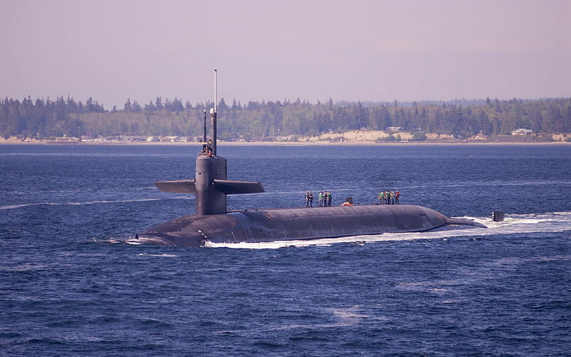 USS Louisiana, SSBN-743, atomic submarine, nuclear-powered fleet ballistic missile submarines, Ohio class, US Navy, USA, HD wallpaper