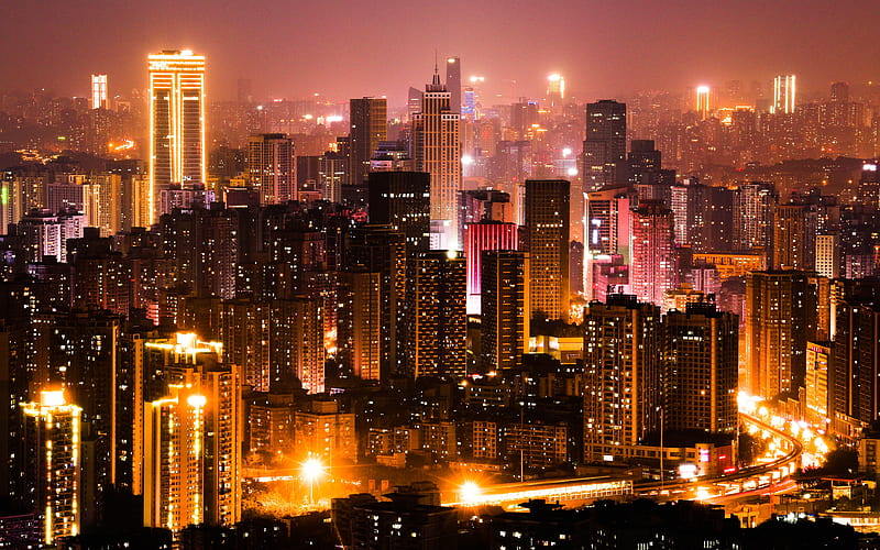 Chongqing Skyscraper Night graphy, HD wallpaper