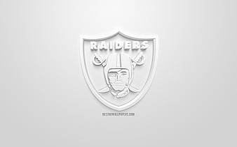 Oakland Raiders, American football club, creative 3D logo, white background, 3d emblem, NFL, Oakland, California, USA, National Football League, 3d art, American football, 3d logo, HD wallpaper