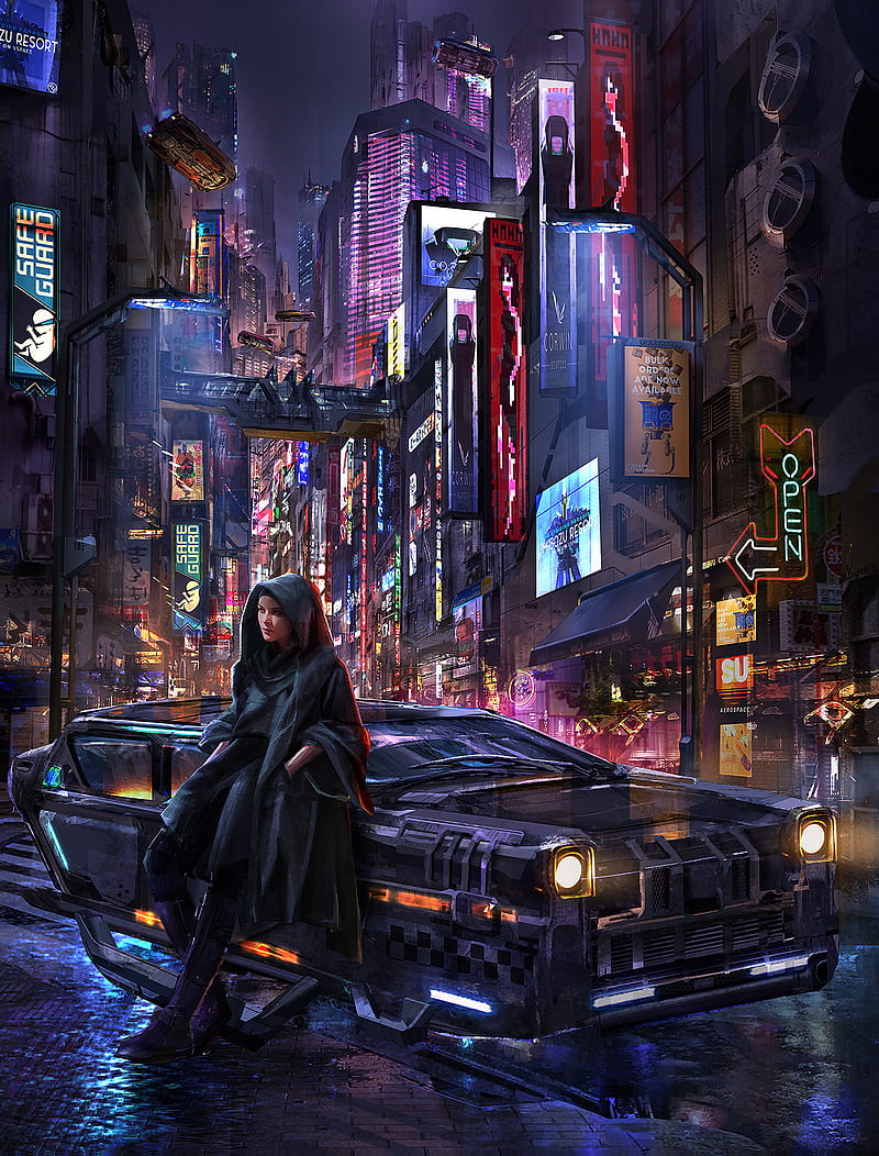 Cyberpunk Concept Art Futuristic City - Draw Illustration Of Futuristic