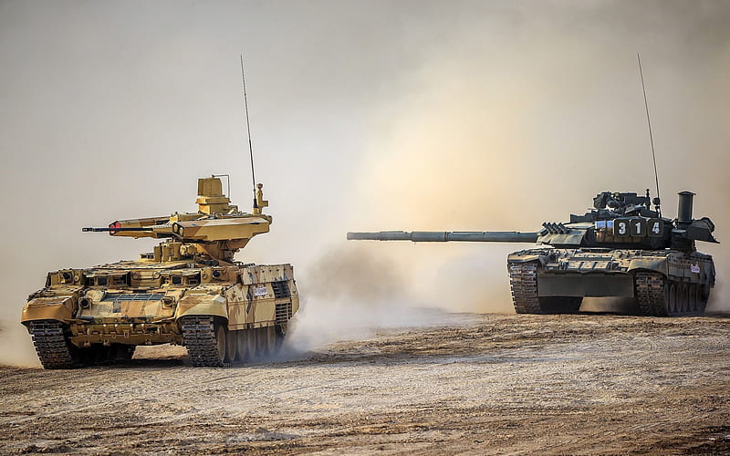 BMPT-72, Terminator-2, fighting machine, T-80UE-1, Russian tank, Russia, Russian armored vehicles, HD wallpaper