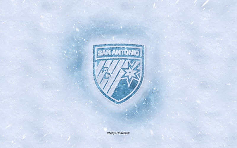 San Antonio FC logo, American soccer club, winter concepts, USL, San Antonio FC ice logo, snow texture, San Antonio, Texas, USA, snow background, San Antonio FC, soccer, HD wallpaper