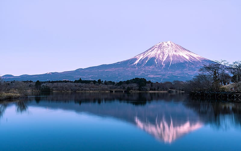 Japan Mount Fuji Lake Snow Mountain Reflection, HD wallpaper
