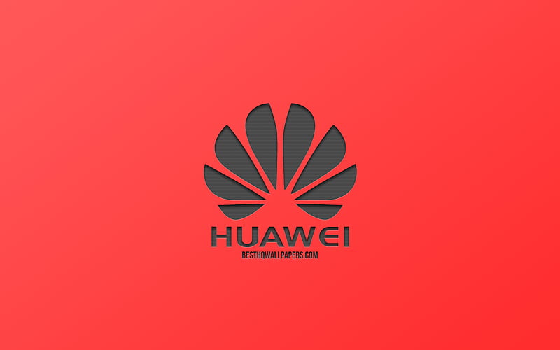 Huawei, logo, red background, creative design, metal emblem, Huawei logo, HD wallpaper