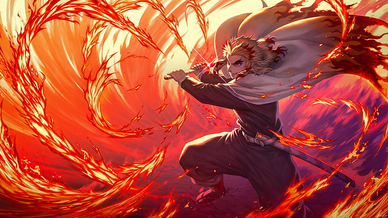 Demon Slayer Kyojuro Rengoku Flame Hashira HD 4K Wallpaper #8.2012