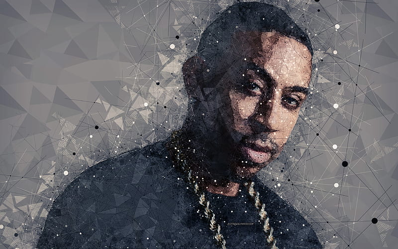 Ludacris, American rapper creative art portrait, face, geometric art, abstraction, Hollywood actor, Christopher Brian Bridges, HD wallpaper