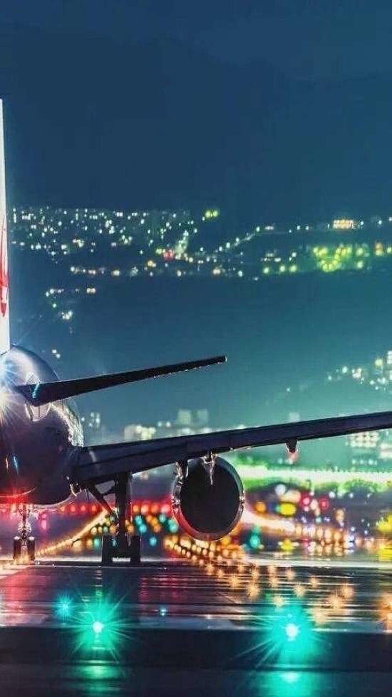 plane, avion, night, HD phone wallpaper
