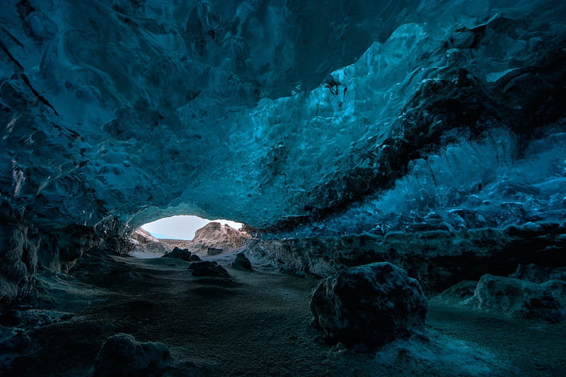 Beautiful Ice Cavern, Caves, Caverns, Seacoast, Ice, Nature, HD wallpaper