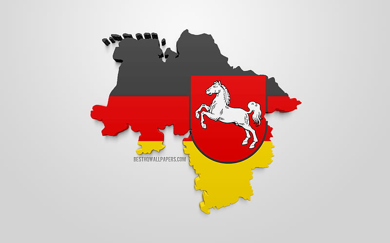 Lower Saxony map silhouette, 3d flag of Lower Saxony, federal state of Germany, 3d art, Lower Saxony 3d flag, Germany, Europe, Lower Saxony, geography, States of Germany, HD wallpaper