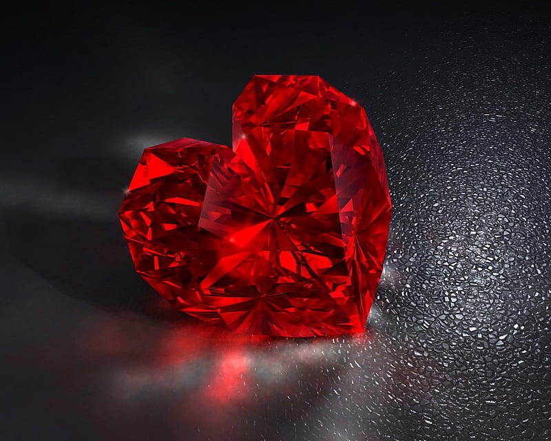 Red Heart, diamond, HD wallpaper