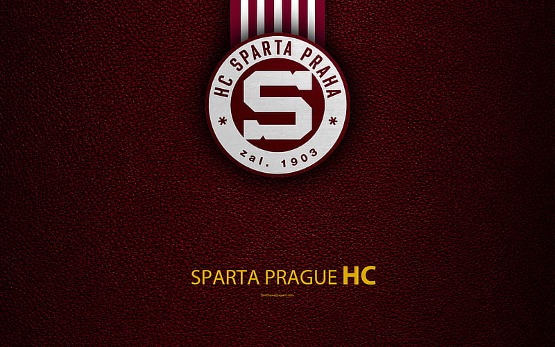 HC Sparta Prague logo, leather texture, Czech hockey club, Extraliga, Prague, Czech Republic, hockey, HD wallpaper