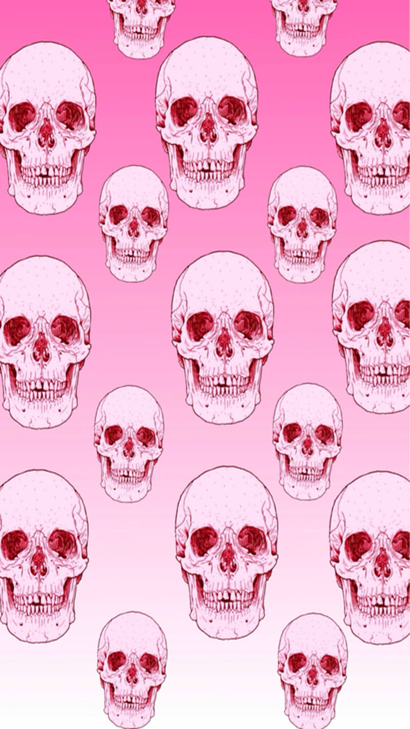 Skulls, pattern, pink, HD phone wallpaper