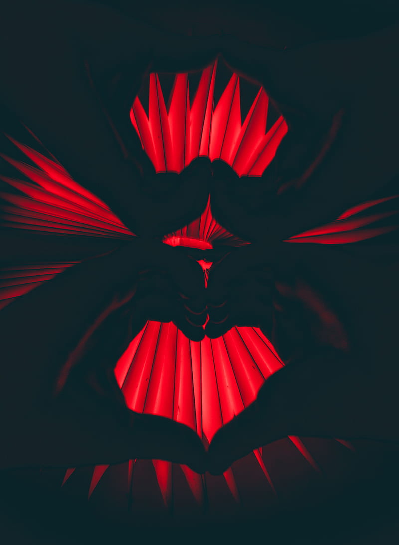 hands, heart, gesture, dark, red, HD phone wallpaper