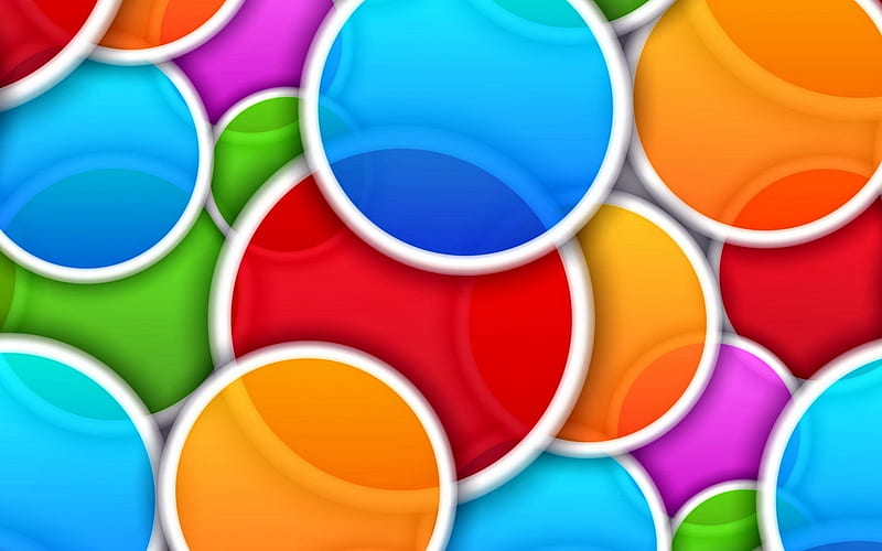 circles, colored circles, abstract circles, bright background, HD wallpaper