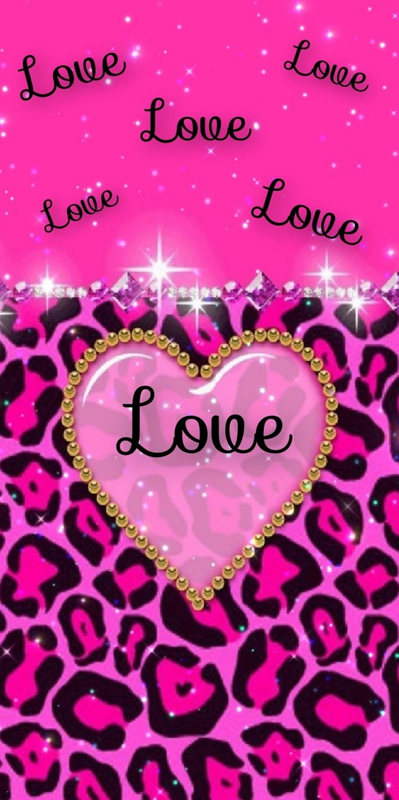 Loves, black, heart, leopard spots, love, pink, print, HD phone wallpaper
