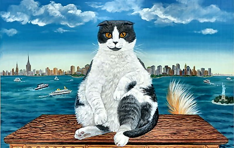 Argyll - Cat, art, bonito, pets, lake, artwork, animal, feline, water ...