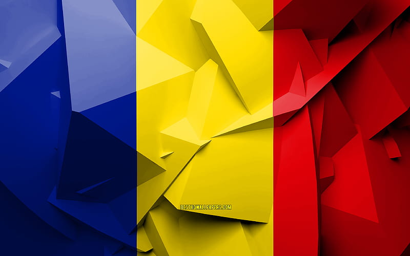 Flag of Chad, geometric art, African countries, Chad flag, creative, Chad, Africa, Chad 3D flag, national symbols, HD wallpaper