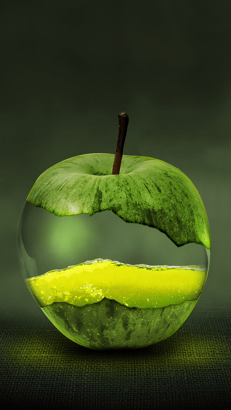 Apple , green, green apple, broken, graphy, HD phone wallpaper