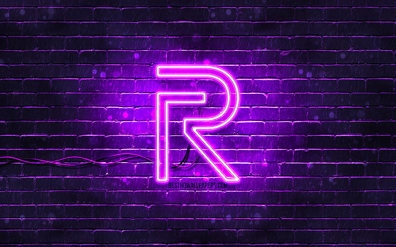 Realme violet logo, , violet brickwall, Realme logo, brands, Realme neon logo, Realme, HD wallpaper