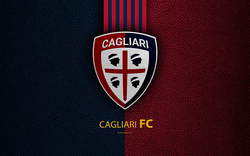 Cagliari FC Italian football club, Serie A, emblem, logo, leather texture, Cagliari, Italy, Italian Football Championships, HD wallpaper