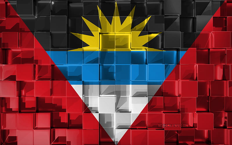 Flag of Antigua and Barbuda, 3d flag, 3d cubes texture, Flags of North America countries, 3d art, Antigua and Barbuda, North America, 3d texture, Antigua and Barbuda flag, HD wallpaper