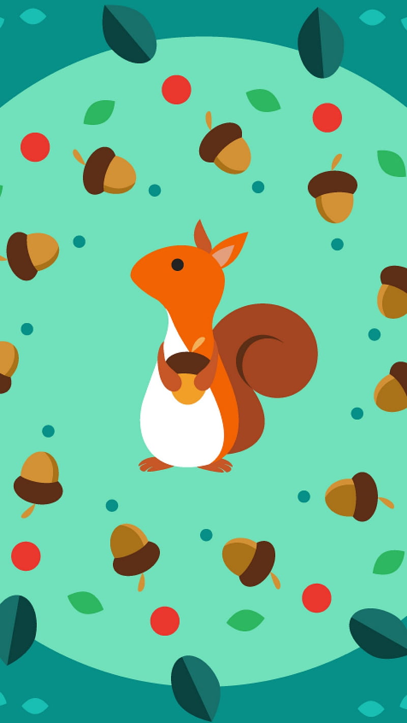 Squirrel Nuts , art, acorn, animation, HD phone wallpaper