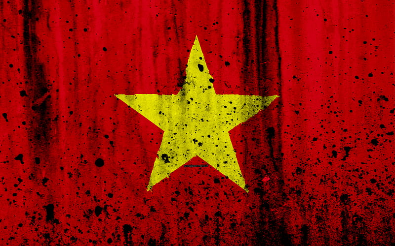 Vietnamese flag grunge, Asia, flag of Vietnam, national symbols, Vietnam, coat of arms of Vietnam, national flag, Vietnamese national emblem, HD wallpaper