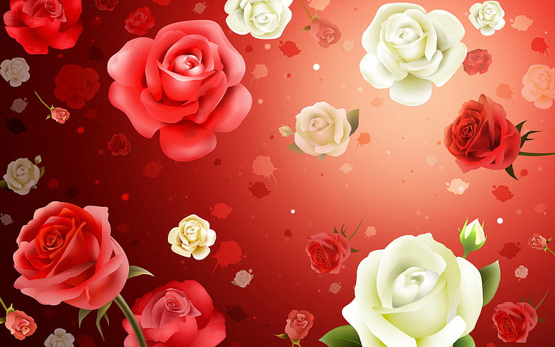 colorful roses background, floral patterns, decorative art, 3D roses background, flowers, floral ornament, background with roses, roses frames, HD wallpaper