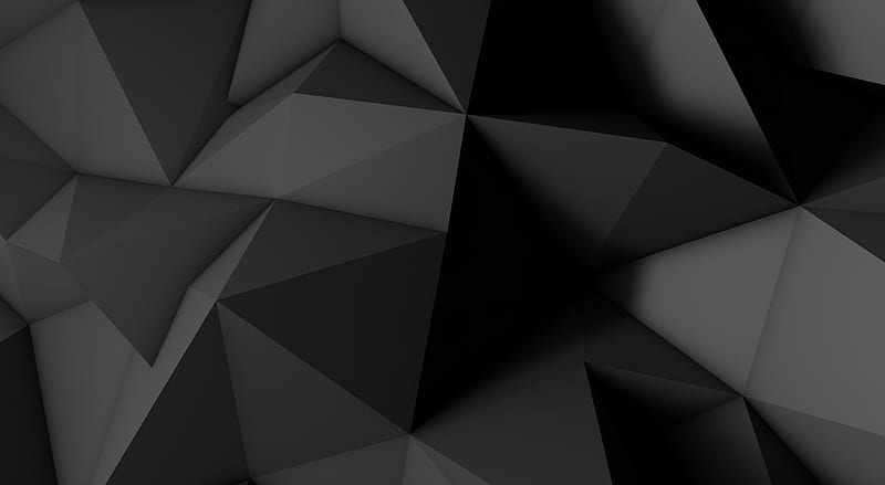 Low Poly Dark Black Background Ultra, Aero, Black, background, geometric, polygons, LowPoly, HD wallpaper