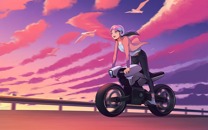 Anime Biker Girl Art, anime-girl, anime, artist, artwork, digital-art, biker, HD wallpaper